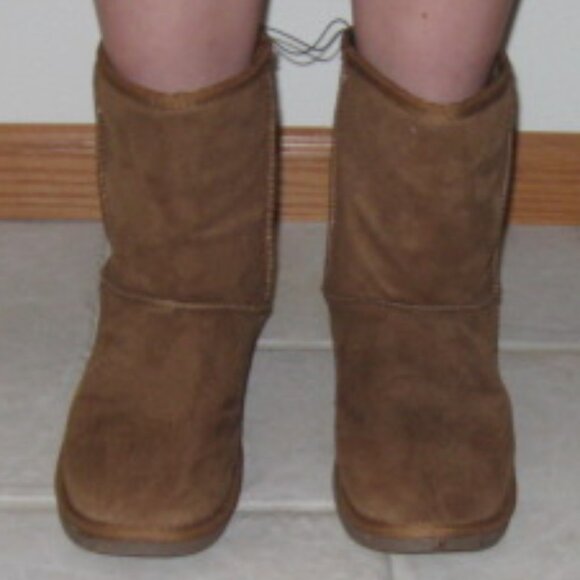 FADED GLORY WOMENS SZ 7 / 8 CHESTNUT (TAN) FAUX SUEDE BOOTS SLIPPERS VANESSA NWT - Picture 3 of 6